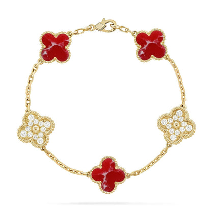 [Marins]CLOVER 5 MOTIF RED PATTERN BRACELET COLLECTION