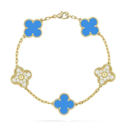 [Marins] CLOVER 5 MOTIF BLUE AGATE BRACELET COLLECTION