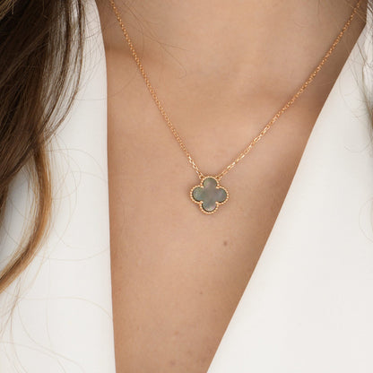 [Marins]CLOVER 15MM  GRAY MOTHER OF PEARL NECKLACE