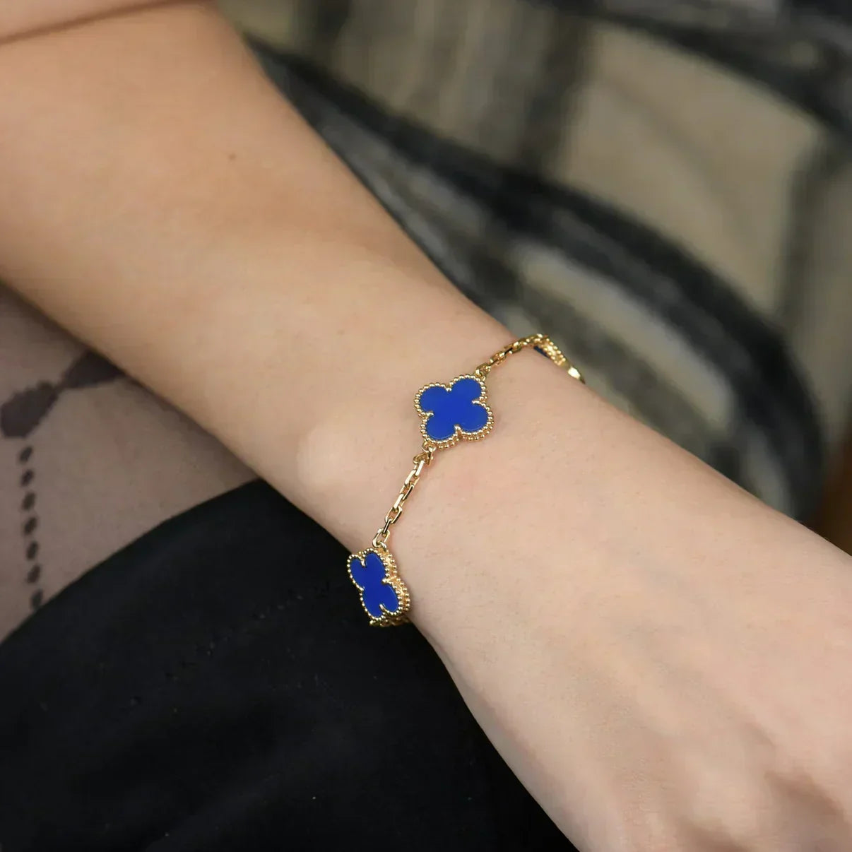 [Marins] CLOVER 5 MOTIF BLUE AGATE BRACELET COLLECTION