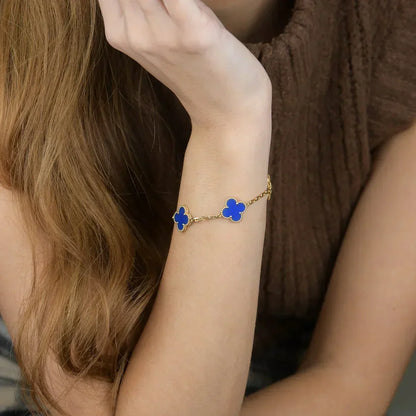 [Marins] CLOVER 5 MOTIF BLUE AGATE BRACELET COLLECTION