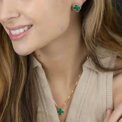 [Marins]CLOVER MINI 9.5MM MALACHITE  EARRINGS