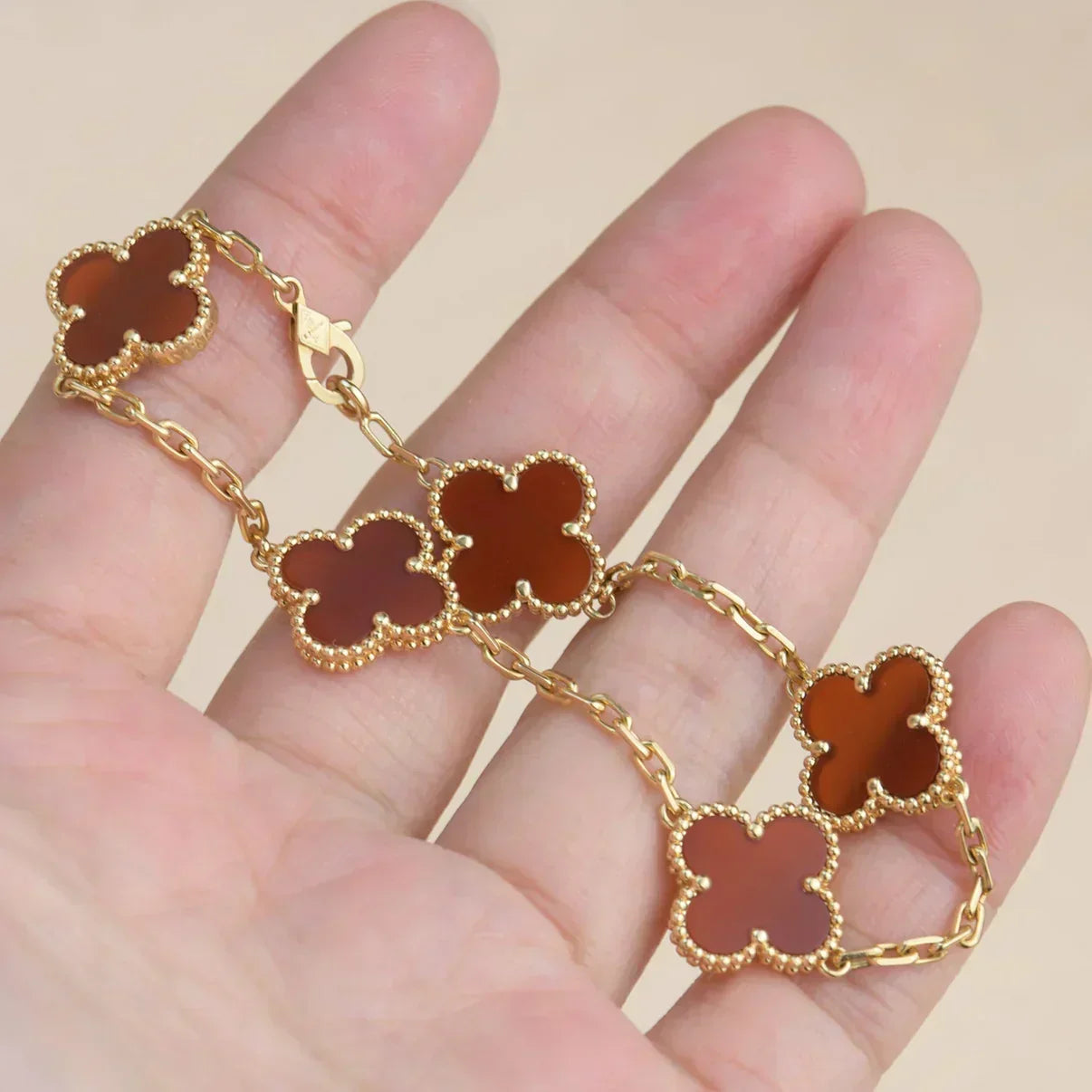 [Marins] CLOVER 5 MOTIF RED CORNELIAN BRACELET COLLECTION
