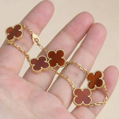 [Marins] CLOVER 5 MOTIF RED CORNELIAN BRACELET COLLECTION