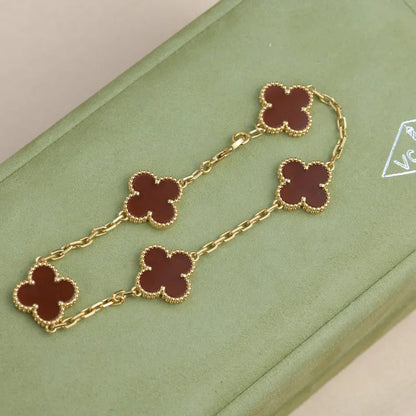 [Marin-Jewelry] CLOVER 5 MOTIF RED CORNELIAN BRACELET COLLECTION