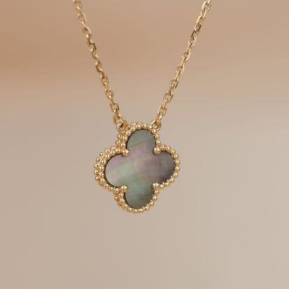 [Marins]CLOVER 15MM  GRAY MOTHER OF PEARL NECKLACE