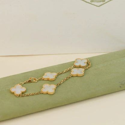 [Marin-Jewelry]CLOVER WHITE PEARL MOP 5 MOTIF BRACELET COLLECTION