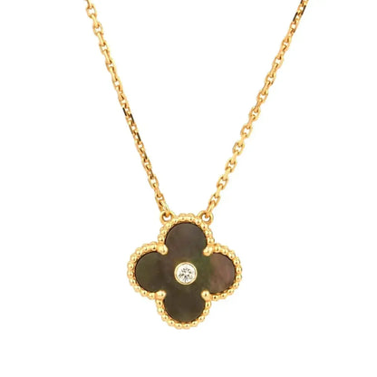 [Marins]CLOVER 15MM DIAMOND AND MOTHER-OF-GREY NECKLACE