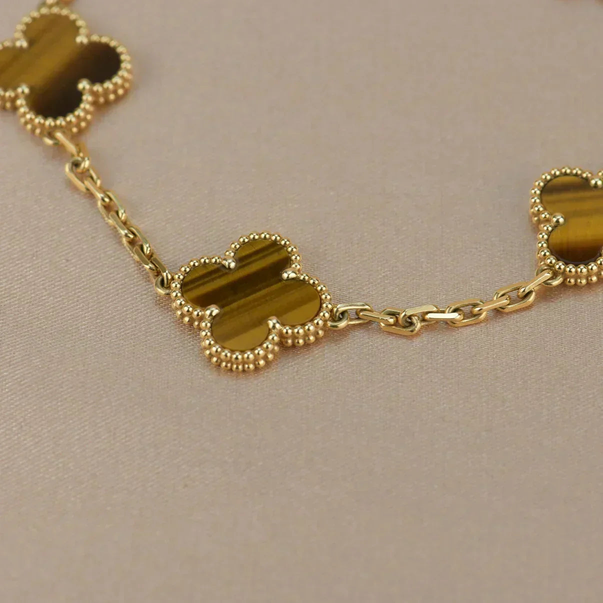 [Marins] CLOVER 5 MOTIFS TIGER EYE BRACELET COLLECTION