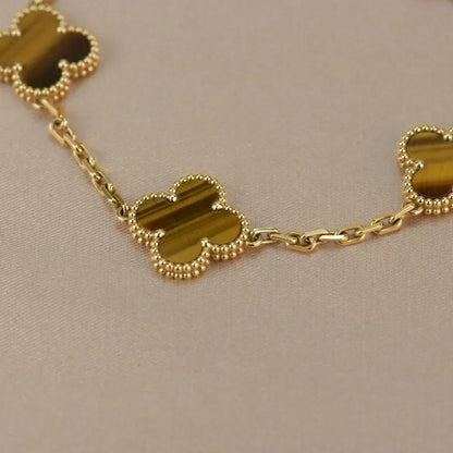 [Marins] CLOVER 5 MOTIFS TIGER EYE BRACELET COLLECTION