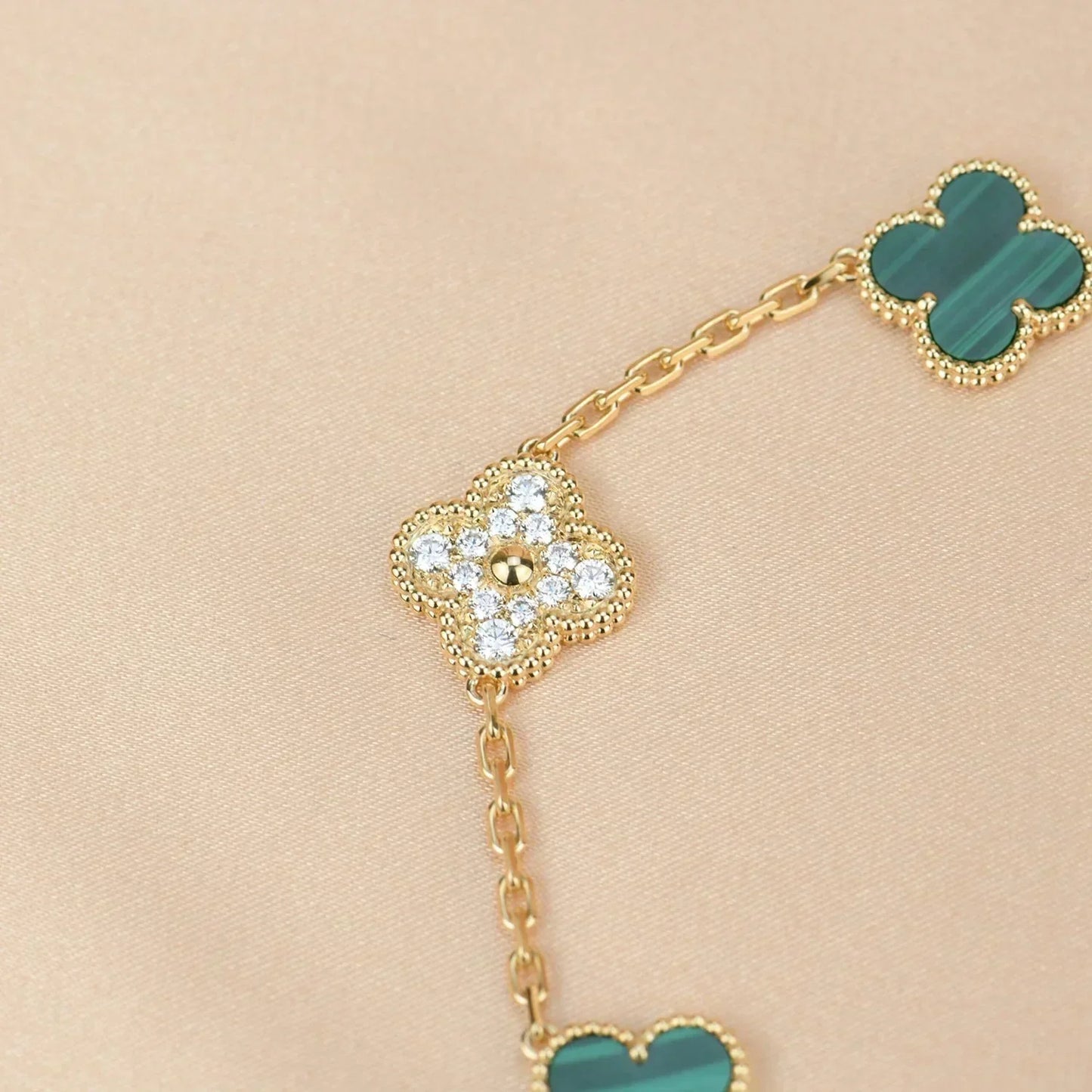 [Marins] CLOVER 5 MOTIF MALACHITE BRACELET COLLECTION
