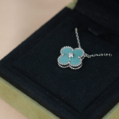[Marins]CLOVER 15MM DIAMOND SVRES PORCELAIN  NECKLACE SILVER