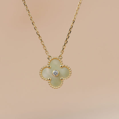 [Marins]CLOVER 15MM DIAMOND GOLD MOTHER OF PEARL NECKLACE