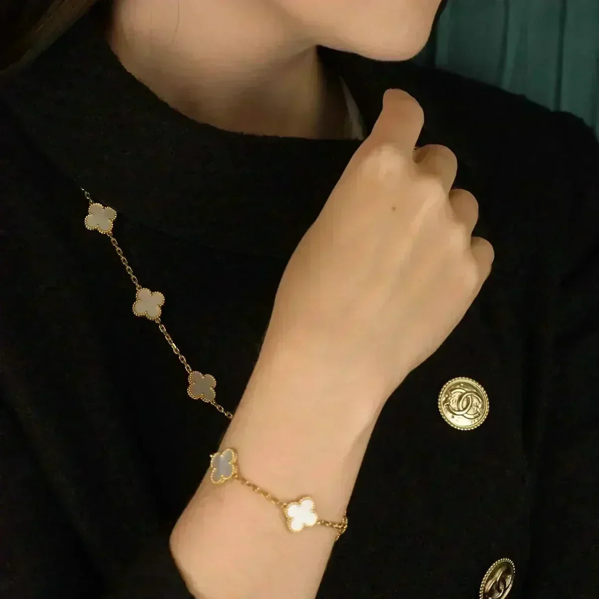 [Marins]CLOVER WHITE PEARL MOP 5 MOTIF BRACELET COLLECTION