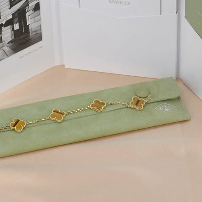 [Marins] CLOVER 5 MOTIFS TIGER EYE BRACELET COLLECTION