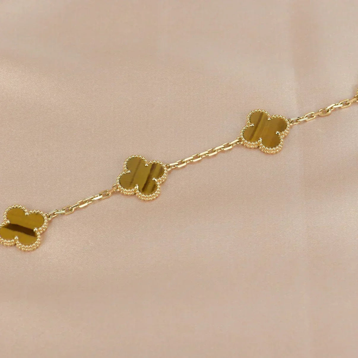 [Marins] CLOVER 5 MOTIFS TIGER EYE BRACELET COLLECTION