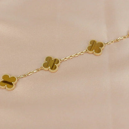 [Marins] CLOVER 5 MOTIFS TIGER EYE BRACELET COLLECTION