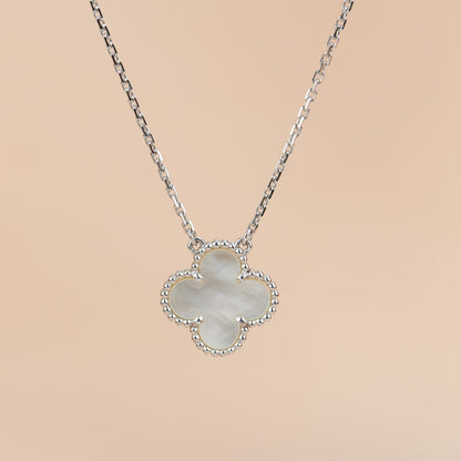 [Marins]CLOVER  15MM WHITE MOTHER-OF-PEARL SILVER