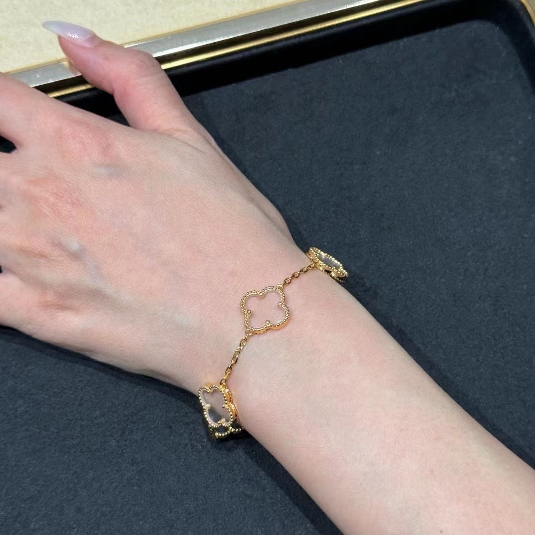 [Marins]CLOVER 5 MOTIF ROCK CRYSTAL BRACELET