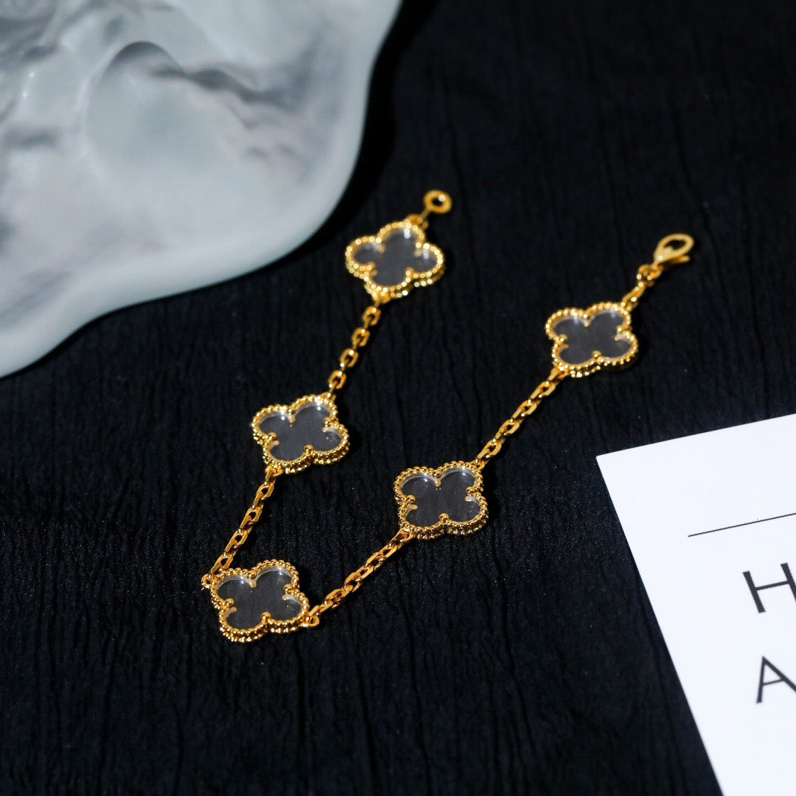 [Marins]CLOVER 5 MOTIF ROCK CRYSTAL BRACELET