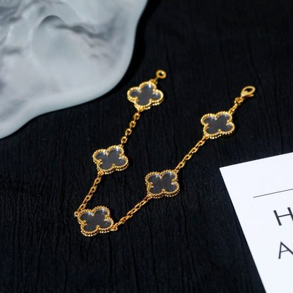 [Marins]CLOVER 5 MOTIF ROCK CRYSTAL BRACELET