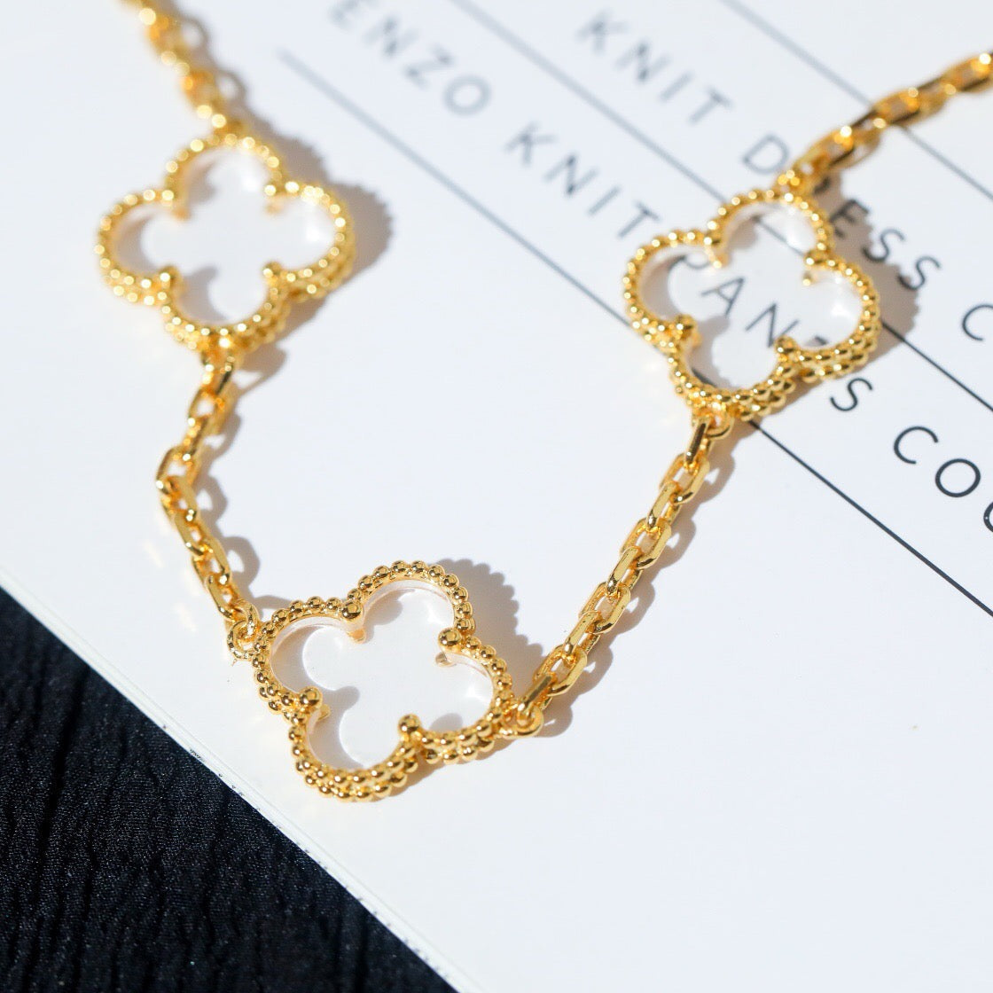 [Marins]CLOVER 5 MOTIF ROCK CRYSTAL BRACELET