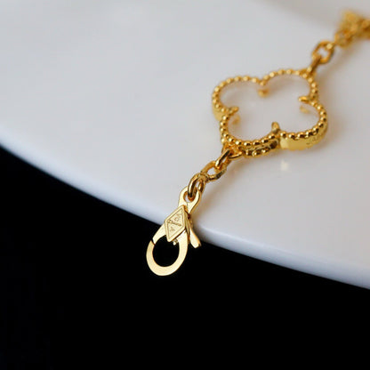 [Marins]CLOVER 5 MOTIF ROCK CRYSTAL BRACELET
