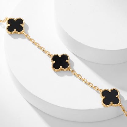 [Marins]CLOVER 10 MOTIFS ONYX NECKLACE