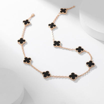 [Marins]CLOVER 10 MOTIFS ONYX NECKLACE