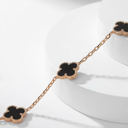 [Marins]CLOVER 10 MOTIFS ONYX NECKLACE