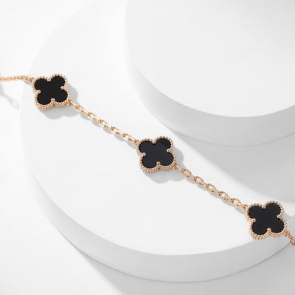 [Marins]CLOVER 10 MOTIFS ONYX NECKLACE