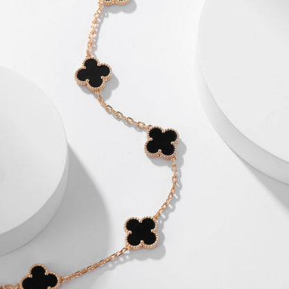 [Marins]CLOVER 10 MOTIFS ONYX NECKLACE