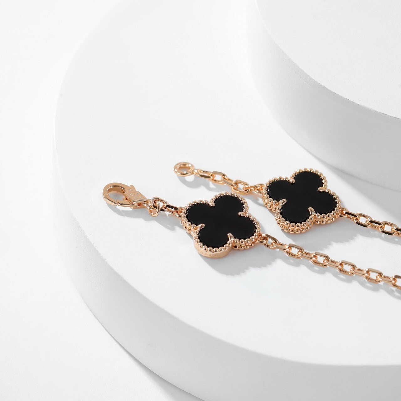 [Marins]CLOVER 10 MOTIFS ONYX NECKLACE