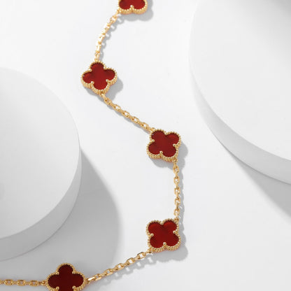 [Marins]CLOVER 10 MOTIFS CARNELIAN NECKLACE