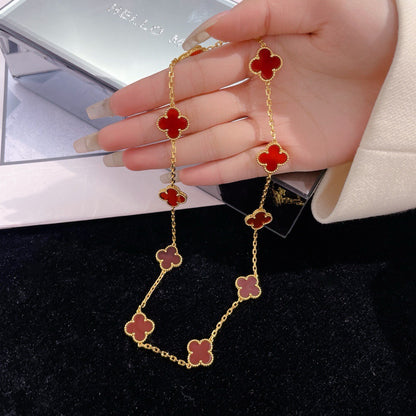 [Marins]CLOVER 10 MOTIFS CARNELIAN NECKLACE