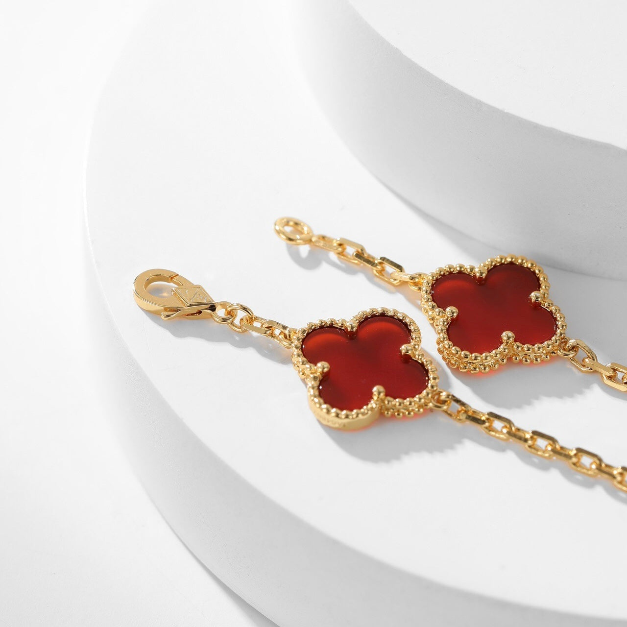 [Marins]CLOVER 10 MOTIFS CARNELIAN NECKLACE