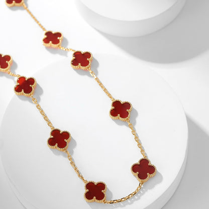 [Marins]CLOVER 10 MOTIFS CARNELIAN NECKLACE