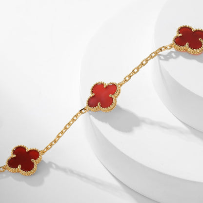 [Marins]CLOVER 10 MOTIFS CARNELIAN NECKLACE