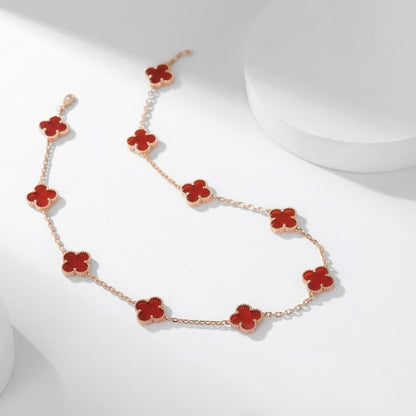 [Marins]CLOVER 10 MOTIFS CARNELIAN NECKLACE