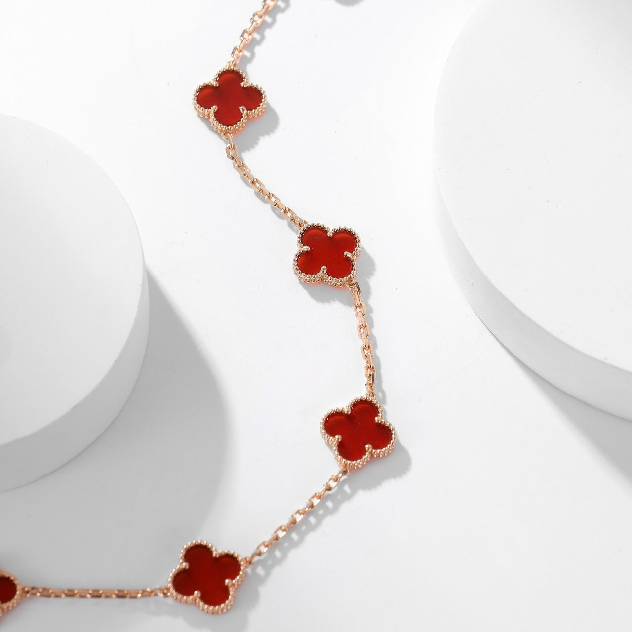 [Marins]CLOVER 10 MOTIFS CARNELIAN NECKLACE