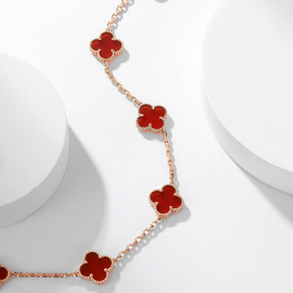 [Marins]CLOVER 10 MOTIFS CARNELIAN NECKLACE