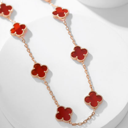 [Marins]CLOVER 10 MOTIFS CARNELIAN NECKLACE