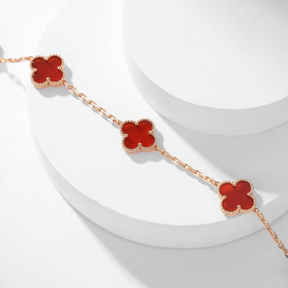 [Marins]CLOVER 10 MOTIFS CARNELIAN NECKLACE