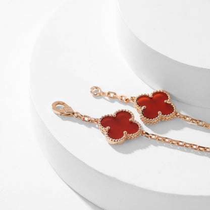 [Marins]CLOVER 10 MOTIFS CARNELIAN NECKLACE