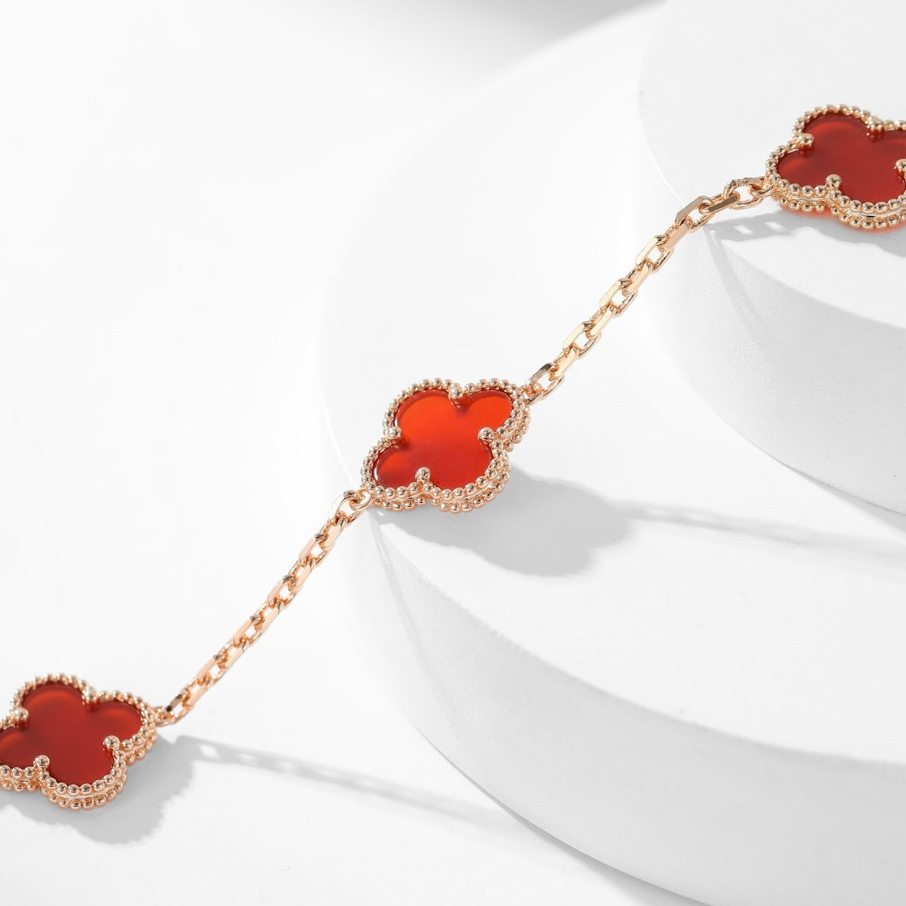 [Marins]CLOVER 10 MOTIFS CARNELIAN NECKLACE