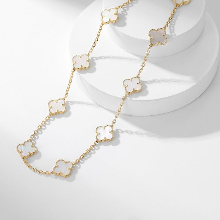 [Marins]CLOVER 10 MOTIFS WHITE MOTHER OF PEARL NECKLACE