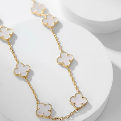 [Marins]CLOVER 10 MOTIFS WHITE MOTHER OF PEARL NECKLACE