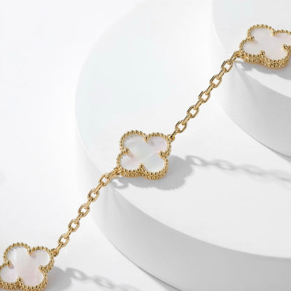 [Marins]CLOVER 10 MOTIFS WHITE MOTHER OF PEARL NECKLACE