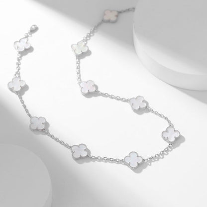 [Marins]CLOVER 10 MOTIFS WHITE MOTHER OF PEARL NECKLACE