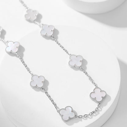[Marins]CLOVER 10 MOTIFS WHITE MOTHER OF PEARL NECKLACE